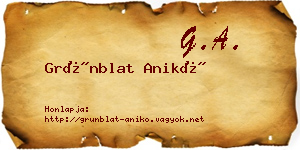Grünblat Anikó névjegykártya